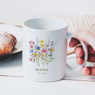 Trendy Colorful Wildflowers Mama Coffee Mug