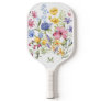 Trendy Colorful Wildflowers with Monogram Pickleball Paddle