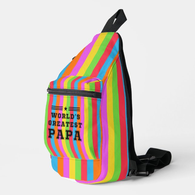 Trendy Colorful World's Greatest Papa Sling Bag (Right Corner)