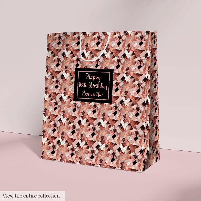 Trendy Colors Gift Bag Rose Gold Glitter Accent (Trendy Colors Gift Bag Rose Gold Glitter Accent)
