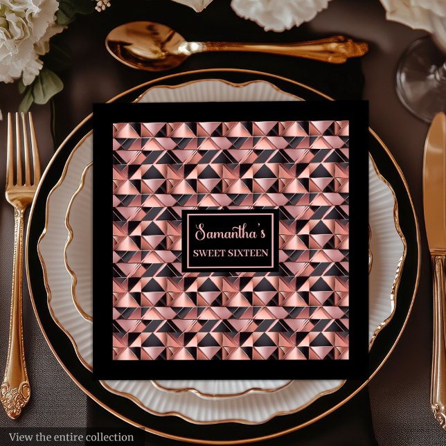 Trendy Colors Napkins Rose Gold Glitter & Black (Trendy Colors Napkins Rose Gold Glitter & Black)