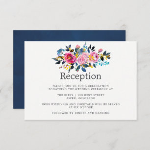 Trendy Colors Watercolor Floral Wedding Reception Invitation