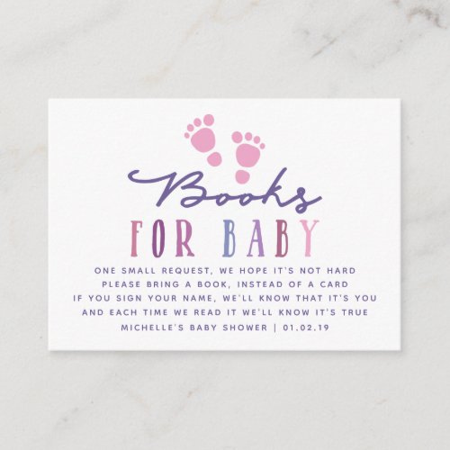 Trendy colorways Girl Baby Shower Book Request Enclosure Card