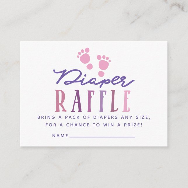 Trendy colorways Girl Baby Shower Diaper Raffle Enclosure Card (Front)