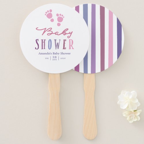 Trendy colorways Girl Baby Shower Hand Fan