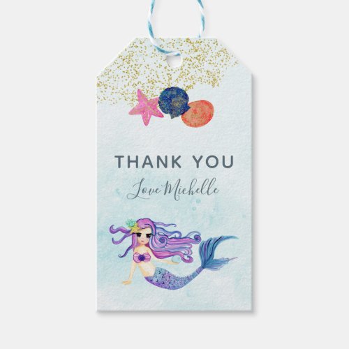 Trendy Colorways Mermaid themed Birthday Party Gift Tags