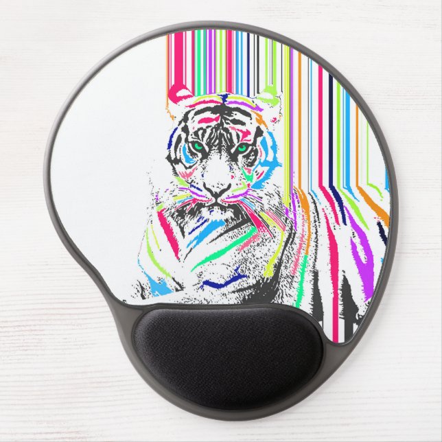 trendy colourful vibrant neon stripes tiger pain gel mouse pad (Front)