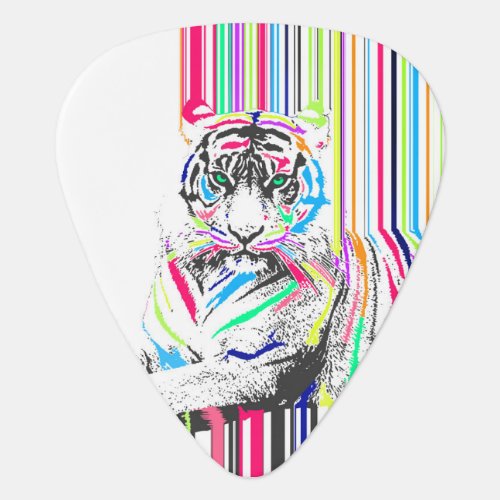 trendy colourful vibrant neon stripes tiger paint guitar pick