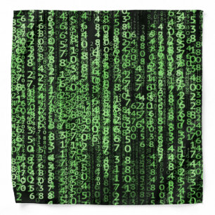 Trendy Computer Program Data Matrix Green & Black Bandana