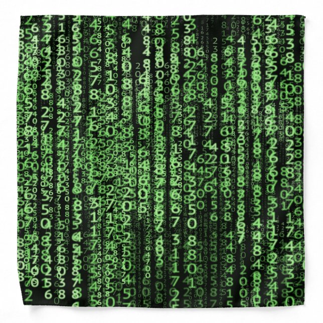Trendy Computer Program Data Matrix Green & Black Bandana (Front)