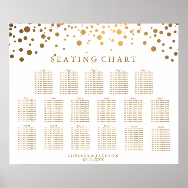 Trendy Confetti Gold Dots - Seating Chart