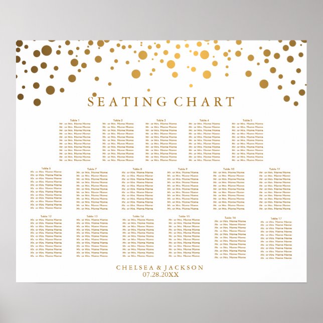 Trendy Confetti Gold Dots - Seating Chart (Front)