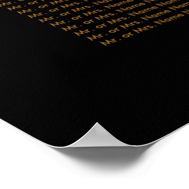 Trendy Confetti Golden Dots On Black Seating Chart Poster