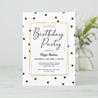 Trendy Confetti Polka Dots Birthday Party Invitation | Zazzle