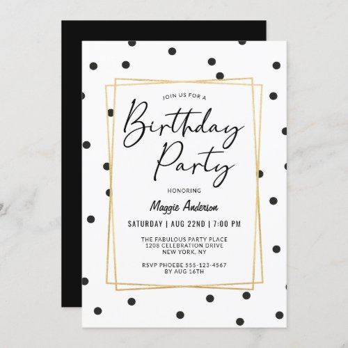 Trendy Confetti Polka Dots Birthday Party Invitation