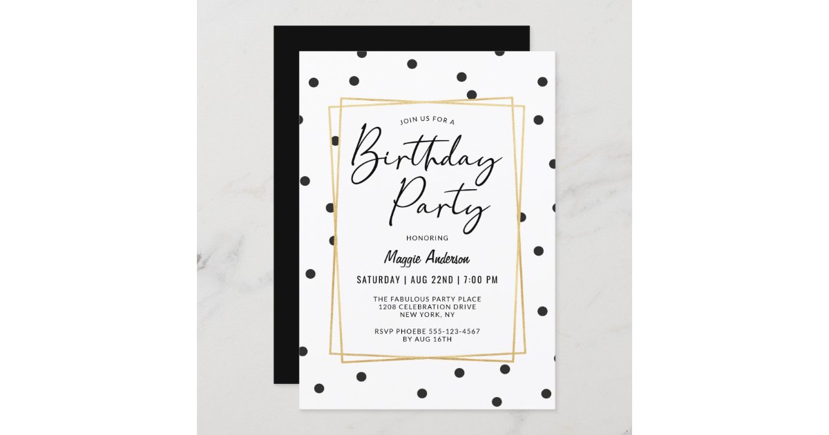 Trendy Confetti Polka Dots Birthday Party Invitation | Zazzle