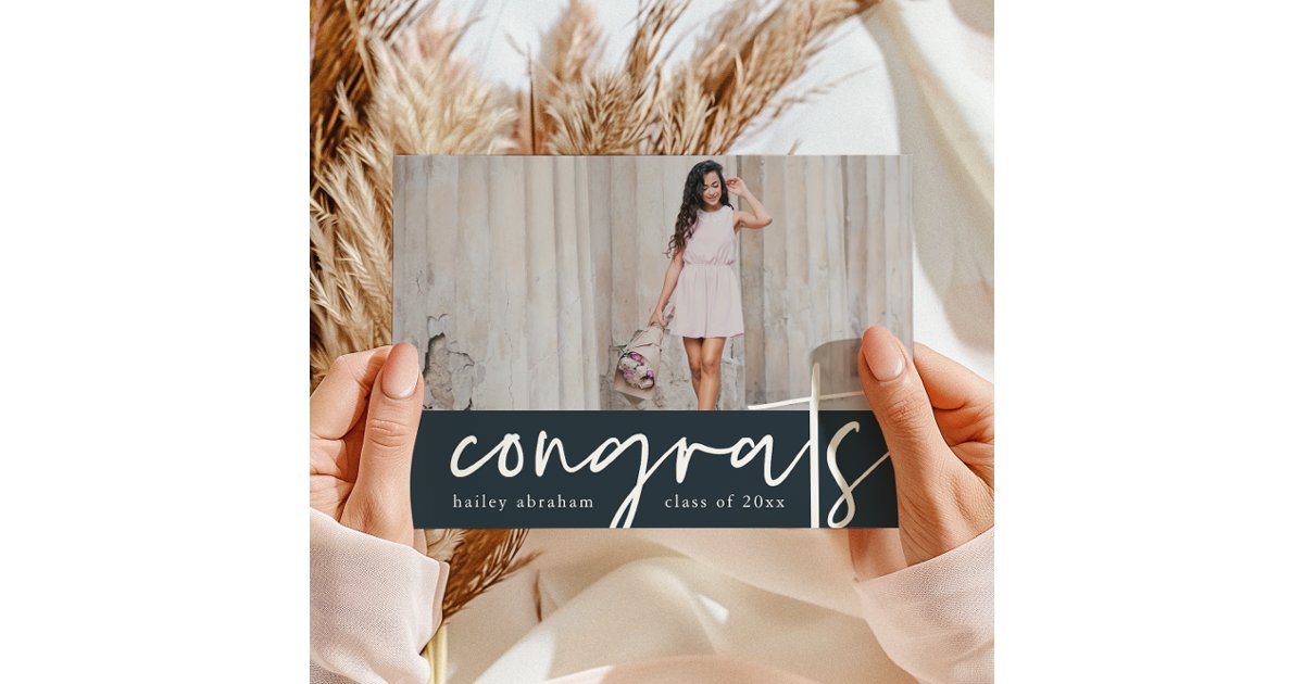 Trendy Congrats Photo Graduation Party Invitation | Zazzle