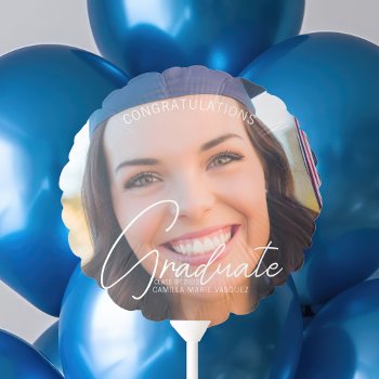 Trendy Congratulations Graduate Photo 2024 Party Balloon by epicdesigns at Zazzle