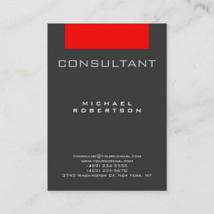 Trendy Consultant Red Gray Chubby Business Card