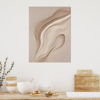 Trendy Contemporary Beige Abstract Art Poster