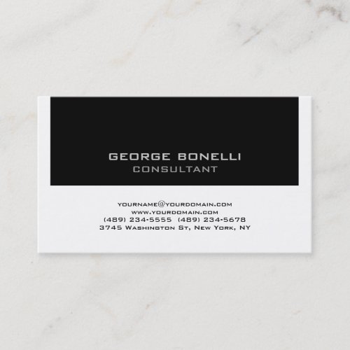 Trendy Contemporary Black  White Business Card