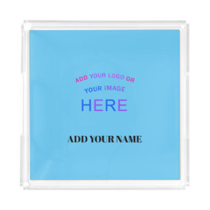 Trendy Contemporary Customizable Trademark Blue Acrylic Tray
