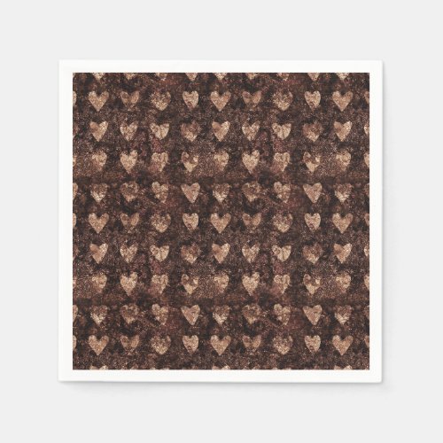 Trendy Contemporary Heart Pattern Christmas Party Napkins