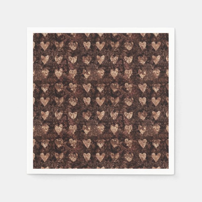 Trendy Contemporary Heart Pattern Christmas Party Napkins (Front)