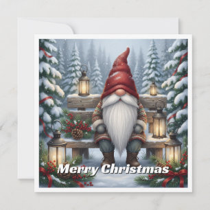 Trendy Contemporary Non Photo Christmas Gnome Holiday Card