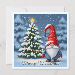 Trendy Contemporary Non Photo Christmas Gnome Holiday Card