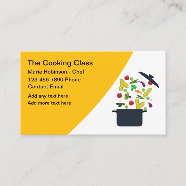 Trendy Cooking Class Chef Business Cards.  Business Card (Front)