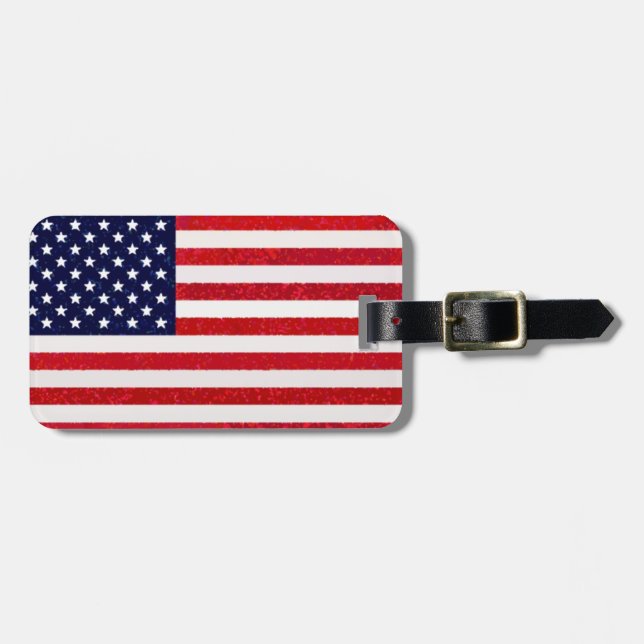 Trendy Cool American Flag Luggage Tag (Front Horizontal)