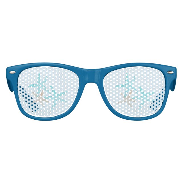 Trendy Cool Blue Sea Star Kids Sunglasses (Front)