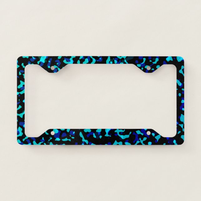 Trendy Cool Blue Seagreen Camouflage Pattern License Plate Frame (Front)