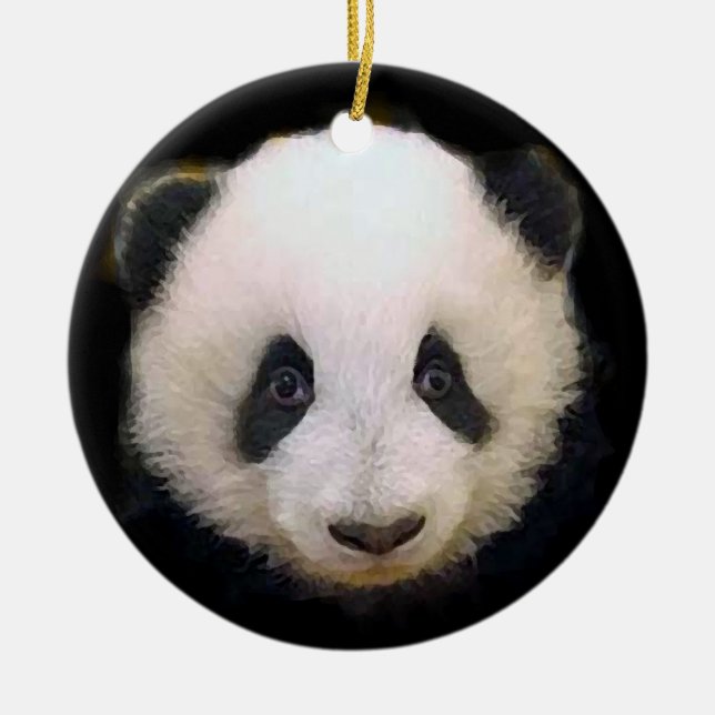Trendy Cool Chic Panda Christmas Tree Ornament (Front)