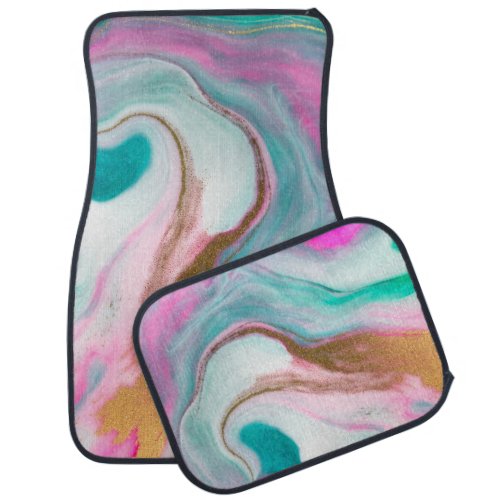 Trendy Cool Colorful Gold Marble Car Floor Mat