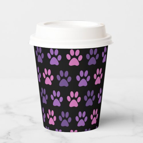 Trendy Cool Dog Paw Print Designer Colors Bulk Paper Cups