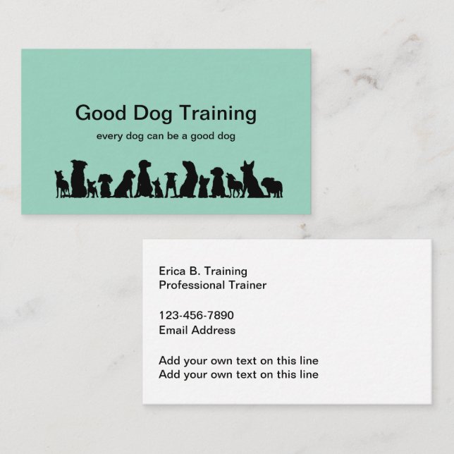 Trendy Cool Dog Trainer Modern Business Cards (Front/Back)