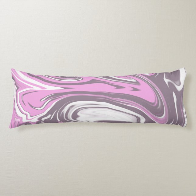 Trendy Cool Funky Pink Gray White Marbled Body Pillow (Front)