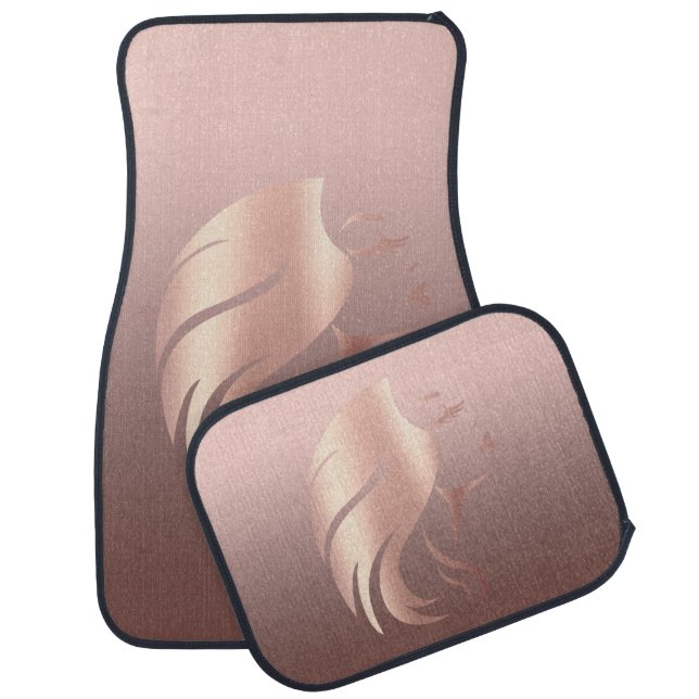 Trendy Cool Girl Face Silhouette Car Floor Mat (Set)