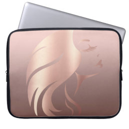 Trendy Cool Girl Face Silhouette Laptop Sleeve
