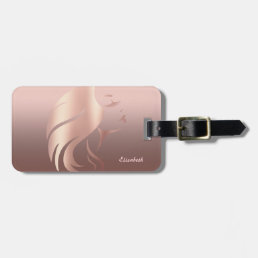 Trendy Cool Girl Face Silhouette - Personalized Luggage Tag