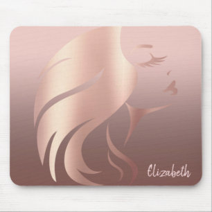 Trendy Cool Girl Face Silhouette - Personalized Mouse Pad