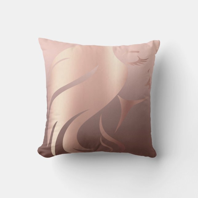 Trendy Cool Girl Face Silhouette Throw Pillow (Front)