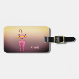 Trendy Cool Girly Whimsical Cat  - Personalized Luggage Tag