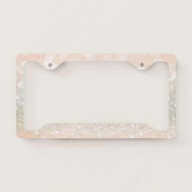 Trendy Cool Glitter Bokeh License Plate Frame (Front)