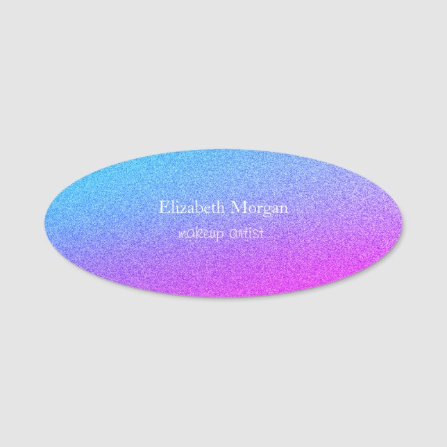 Trendy Cool Glitter Ombre Name Tag (Front)