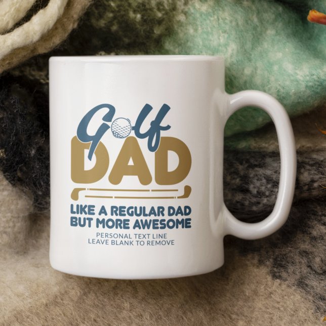 Trendy Cool "GOLF DAD" Blue Typography Pint Coffee Mug (Creator Uploaded)