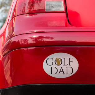 Trendy Cool "GOLF DAD" Gold Car Magnet