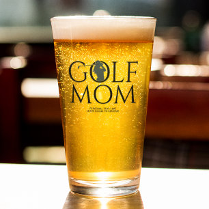 Trendy Cool "GOLF MOM" Navy Blue Pint Glass